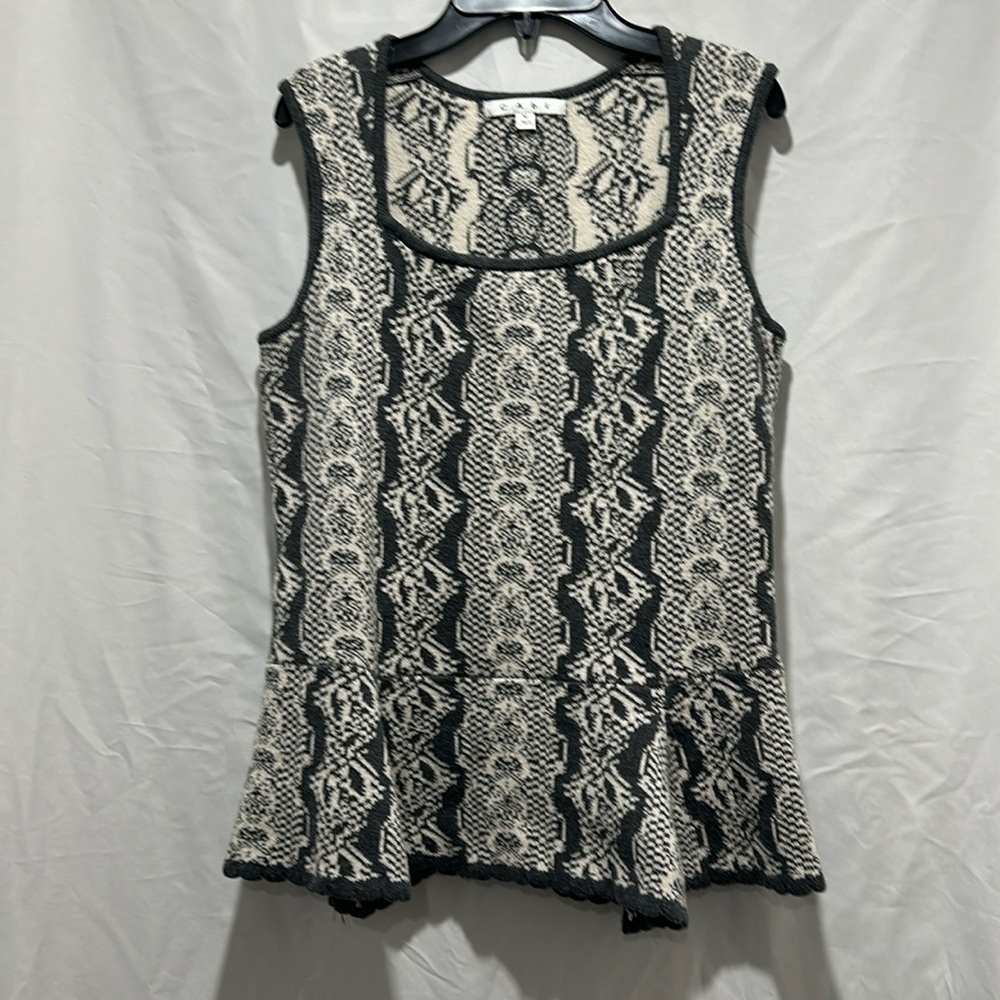 CAbi #887 Gray Peplum Shell Vest sleeveless Sweater Sz M